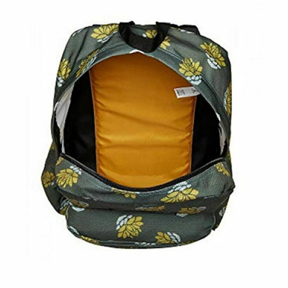 JanSport SuperBreak Muted Green & Yellow Lilly Flower Floral Print Backpack - Picture 4 of 6